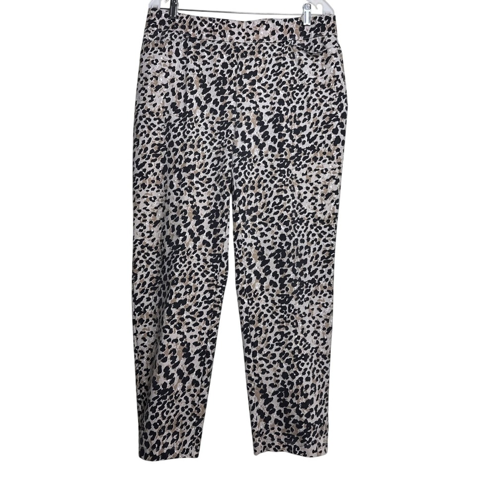 Chicos Weekends Pants Women‎ 2 Short Leopard Animal Print Stretch Pull On L